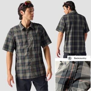 Backcountry Button-Up MTB Jersey - Men's L Gray Stripes